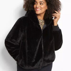 NWOT Lane Bryant Faux Fur Jacket with Hood 10/12